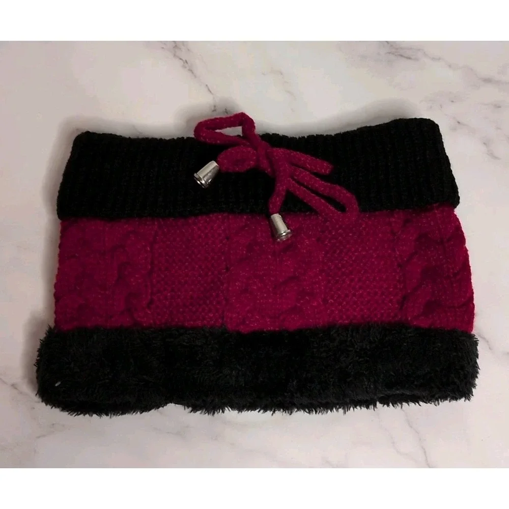 Kids Unisex Winter Knitted Beanie Cap, Warm Face Cover,‎ & Neck Scarf One Size